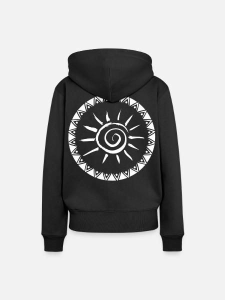 Geometrisches Sunburst Mandala Design - Frauen Premium Bio Hoodie - Schwarz