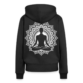 Meditation Chakra - Frauen Premium Bio Hoodie - Schwarz - Hinten - Julia (174cm)