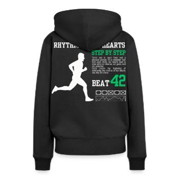 Schritt für Schritt Beat 42 - Frauen Premium Bio Hoodie - Schwarz - Hinten - Julia (174cm)