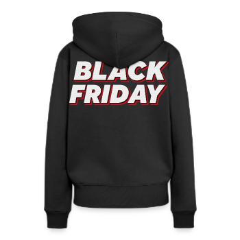Texte en gras pour le Black Friday - Sweat à capuche Premium bio Femme - noir - Dos - Julia (174cm)
