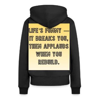 Hymne à la résilience : Briser et reconstruire - Sweat à capuche Premium bio Femme - noir - Dos - Julia (174cm)