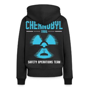 Équipe d’opérations de sécurité de Tchernobyl - Tchernobyl drôle - Sweat à capuche Premium bio Femme - noir - Dos - Julia (174cm)