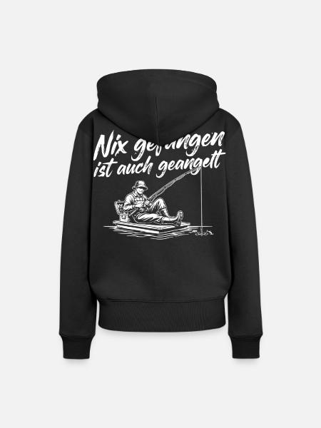 Angeln mit Humor - Frauen Premium Bio Hoodie - Schwarz