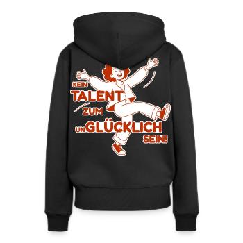 KEIN TALENT ZUM UNGLÜCKLICH SEIN FRAU/Mädchen rot - Frauen Premium Bio Hoodie - Schwarz - Hinten - Julia (174cm)