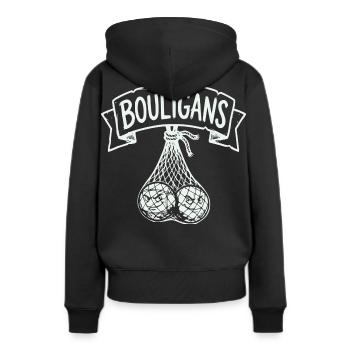 Chapeau de boule, tablier de boule, short de boule, polo - Sweat à capuche Premium bio Femme - noir - Dos - Julia (174cm)
