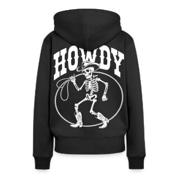 Howdy Skeleton Cowboy Lineart - Sweat à capuche Premium bio Femme - noir - Dos - Julia (174cm)