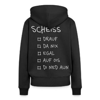Scheiß... – Lustiges Dialekt Typografie Design - Frauen Premium Bio Hoodie - Schwarz - Hinten - Julia (174cm)