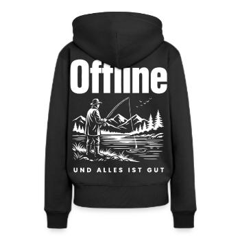 Natur statt Handy - Frauen Premium Bio Hoodie - Schwarz - Hinten - Julia (174cm)