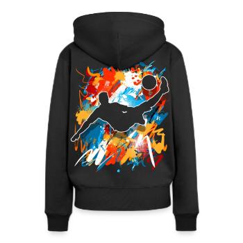Fußball - Frauen Premium Bio Hoodie - Schwarz - Hinten - Julia (174cm)
