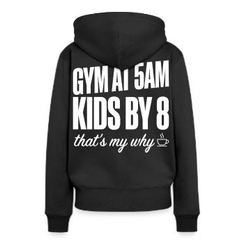 Motivation de la salle de sport Fit, Maman Papa 5h du matin Citation d’entraînement - Sweat à capuche Premium bio Femme - noir - Dos - Julia (174cm)