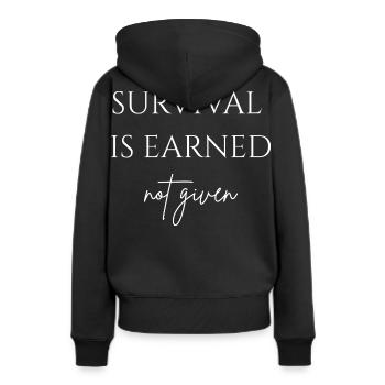 La survie se mérite - Sweat à capuche Premium bio Femme - noir - Dos - Julia (174cm)