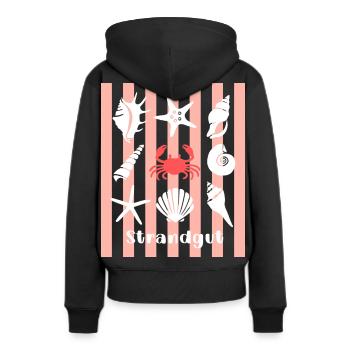 Strandgut Muscheln Seesterne und Krebs - Frauen Premium Bio Hoodie - Schwarz - Hinten - Julia (174cm)