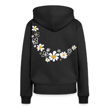 Guirlande florale - Sweat à capuche Premium bio Femme - noir - Dos - Julia (174cm)