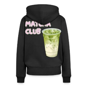 Matcha Club Latte Grafik - Frauen Premium Bio Hoodie - Schwarz - Hinten - Julia (174cm)