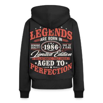 Cadeau d’anniversaire vintage vintage rétro 1986 - Sweat à capuche Premium bio Femme - noir - Dos - Julia (174cm)