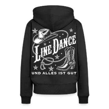 Line Dance Western Flair - Frauen Premium Bio Hoodie - Schwarz - Hinten - Julia (174cm)