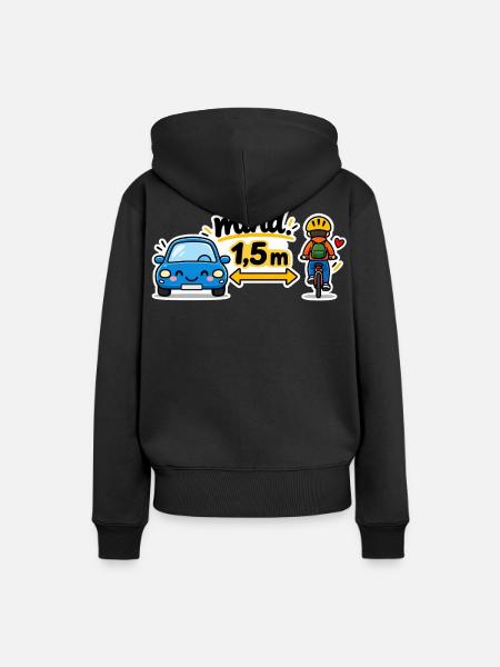 Abstand 1,5m Auto vs Fahrrad - Frauen Premium Bio Hoodie - Schwarz