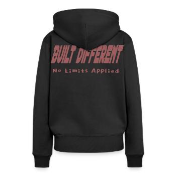 Construit différemment – Aucune limite appliquée - Sweat à capuche Premium bio Femme - noir - Dos - Julia (174cm)