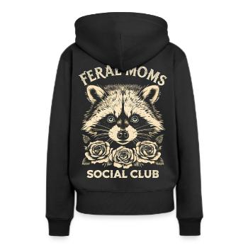 Feral Moms Club - Frauen Premium Bio Hoodie - Schwarz - Hinten - Julia (174cm)