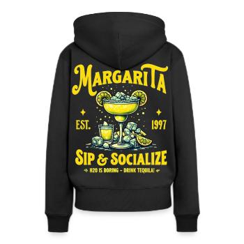 Sip & Socialize Margarita - Frauen Premium Bio Hoodie - Schwarz - Hinten - Julia (174cm)