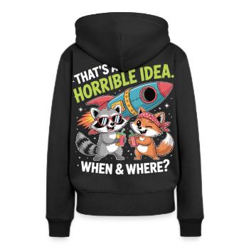 Chaosfreunde auf Raketenmission - Frauen Premium Bio Hoodie - Schwarz - Hinten - Julia (174cm)