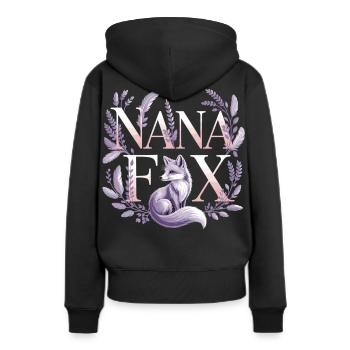 Stilvoller Fuchs für Oma - Frauen Premium Bio Hoodie - Schwarz - Hinten - Julia (174cm)