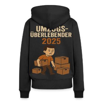 Umzüge Helfer Überlebender 2025 Wohnung - Frauen Premium Bio Hoodie - Schwarz - Hinten - Julia (174cm)