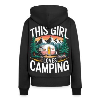 Camper Woman Loves Nature - Chemise Camping Girl - Sweat à capuche Premium bio Femme - noir - Dos - Julia (174cm)