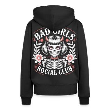 Bad Girls Social Club - Frauen Premium Bio Hoodie - Schwarz - Hinten - Julia (174cm)