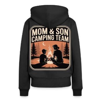 Équipe de camping Maman et fils - Sweat à capuche Premium bio Femme - noir - Dos - Julia (174cm)