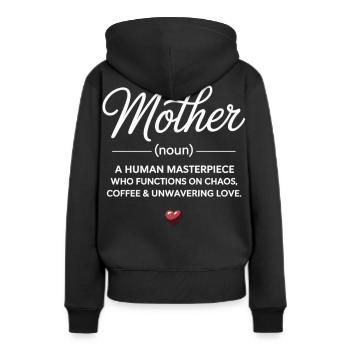 Mama Definition Chaos & Liebe - Frauen Premium Bio Hoodie - Schwarz - Hinten - Julia (174cm)