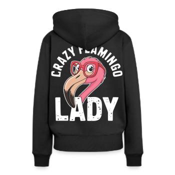 Dame flamant rose folle - Sweat à capuche Premium bio Femme - noir - Dos - Julia (174cm)
