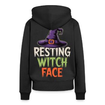 Halloween Humor – Hexe mit Stil - Frauen Premium Bio Hoodie - Schwarz - Hinten - Julia (174cm)