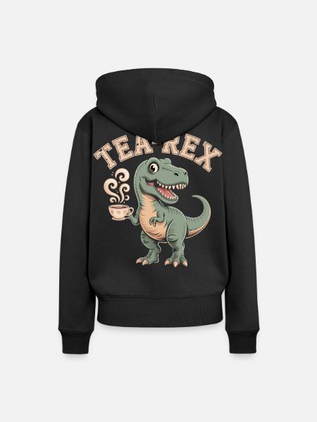 Tea-Rex – Der Tee-Dino - Frauen Premium Bio Hoodie - Schwarz