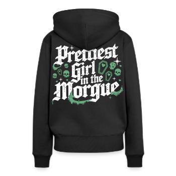 Prettiest Girl – Sarkastisches Gruftie Shirt - Frauen Premium Bio Hoodie - Schwarz - Hinten - Julia (174cm)