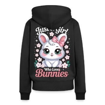 Mignon lapin avec arc et fleurs - Sweat à capuche Premium bio Femme - noir - Dos - Julia (174cm)