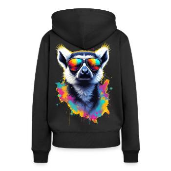 Dj Lémurien avec lunettes de soleil Trend Design T-Shirt - Sweat à capuche Premium bio Femme - noir - Dos - Julia (174cm)