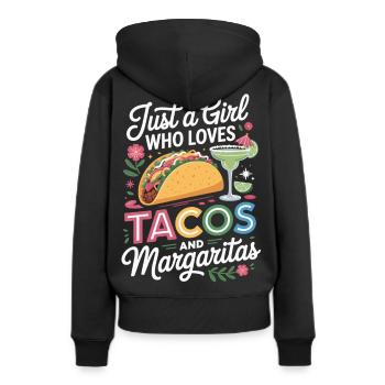 Tacos und Margaritas Mädchen Shirt - Frauen Premium Bio Hoodie - Schwarz - Hinten - Julia (174cm)