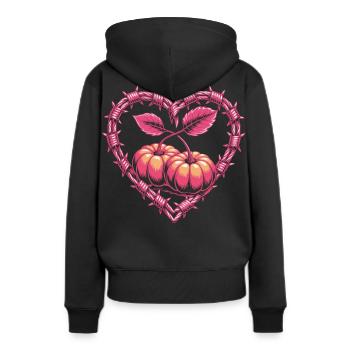 Herz aus Draht mit Kürbissen - Frauen Premium Bio Hoodie - Schwarz - Hinten - Julia (174cm)