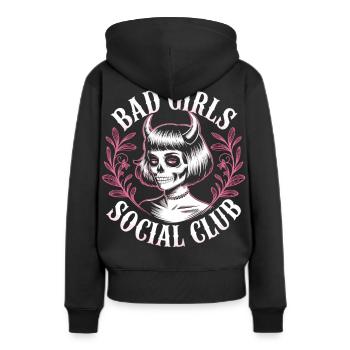 Chemise Bad Girls Social Club - Sweat à capuche Premium bio Femme - noir - Dos - Julia (174cm)