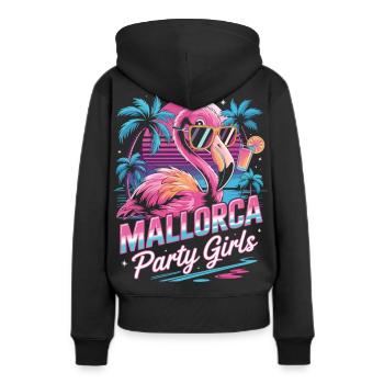 Mallorca Party Girls Flamingo Shirt - Frauen Premium Bio Hoodie - Schwarz - Hinten - Julia (174cm)