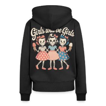 Eis essende Skelett Girls - Frauen Premium Bio Hoodie - Schwarz - Hinten - Julia (174cm)