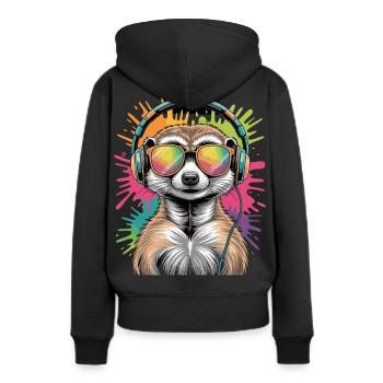 Dj suricate avec lunettes de soleil T-Shirt - Sweat à capuche Premium bio Femme - noir - Dos - Julia (174cm)
