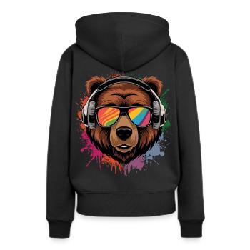 Dj Bear Grissli avec lunettes de soleil T-Shirt - Sweat à capuche Premium bio Femme - noir - Dos - Julia (174cm)