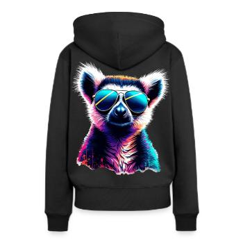 Dj Lémurien avec lunettes de soleil T-Shirt - Sweat à capuche Premium bio Femme - noir - Dos - Julia (174cm)