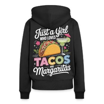 T-shirt tacos et margaritas - Sweat à capuche Premium bio Femme - noir - Dos - Julia (174cm)