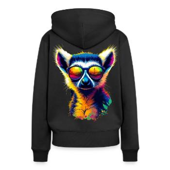 Dj Lémurien avec lunettes de soleil T-Shirt - Sweat à capuche Premium bio Femme - noir - Dos - Julia (174cm)