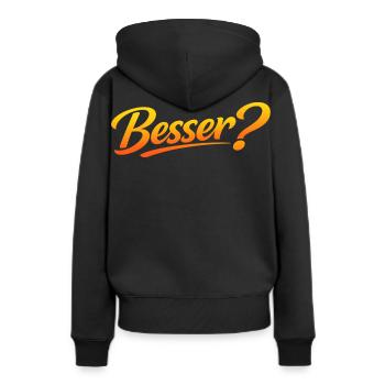 Besser? - Frauen Premium Bio Hoodie - Schwarz - Hinten - Julia (174cm)