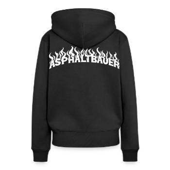 Asphaltbauer_weiss - Frauen Premium Bio Hoodie - Schwarz - Hinten - Julia (174cm)