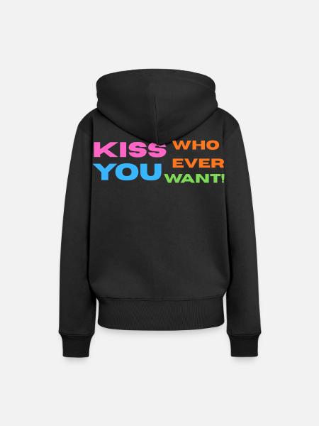 Pride / CSD / LGBTQ+ Design "Kiss" - Frauen Premium Bio Hoodie - Schwarz